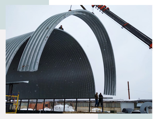 Полукруглые ангары в Лыткарине